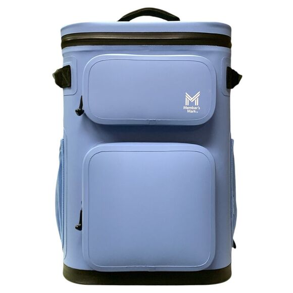 Blue - Member's Mark 24 Can Waterproof Multi-Pocket Backpack Cooler with Bottle - Picture 1 of 4